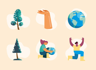 environment nature six icons