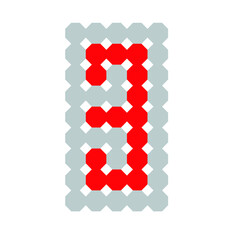 Red digital number as LED light icon