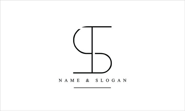 ST, TS, S, T abstract letters logo monogram