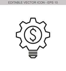 Gear concept light bulb with dollar sign inside