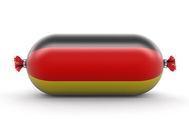 Sausage with German flag on white (clipping path included)