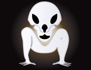 A Skeleton getting out from tomb