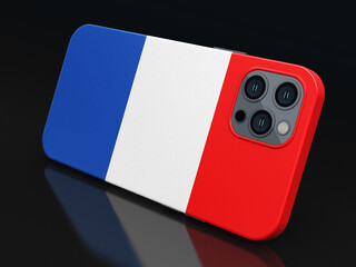 Smartphone with French flag (clipping path included)