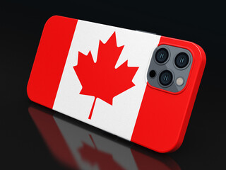 Smartphone with Canadian flag (clipping path included)