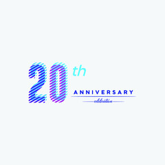 20th anniversary logo, anniversary celebration vector design on colorful geometric background and circle shape.