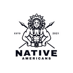 American Native Logo Design Vector Illustration Template Idea