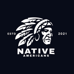 Native American Logo Design Vector Illustration Template Idea