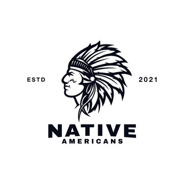 Chief Head Native American Logo Design Inspiration
