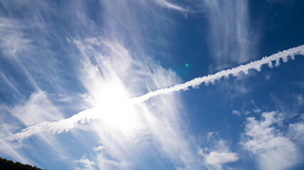 Airplane tracks in the sky