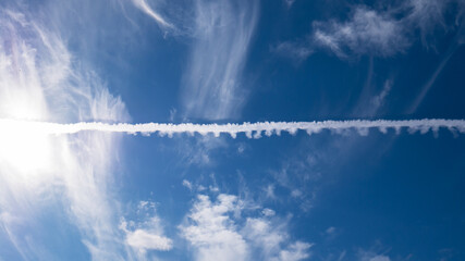 Airplane tracks in the sky