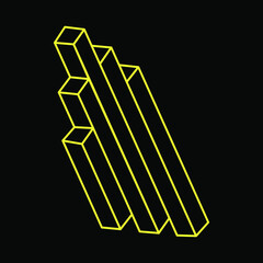 Impossible objects. Optical illusion shapes. 3d illustration. Geometric figures. Escher paradox.