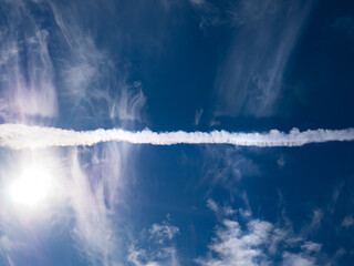 Airplane tracks in the sky