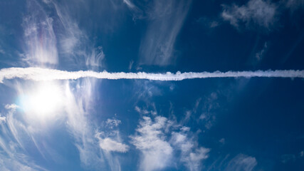 Airplane tracks in the sky