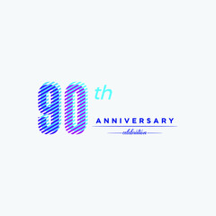 90th anniversary logo, anniversary celebration vector design on colorful geometric background and circle shape.