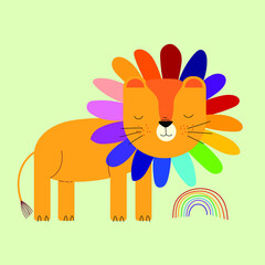 Cute lion character icon vector illustration