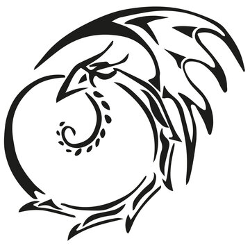 vector tattoo art of black uroboros dragon