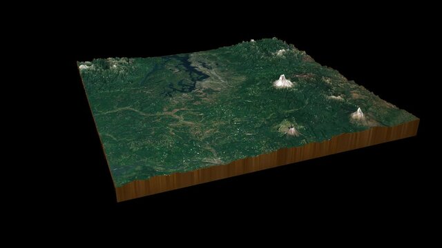 Seattle terrain map 3D render 360 degrees loop animation