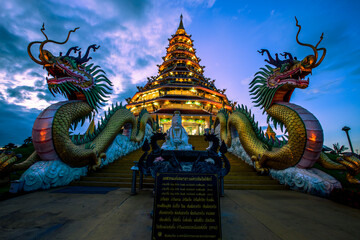 Fototapeta na wymiar Wat Hyua Pla Kang, Chinese temple in Chiang Rai Thailand, This is the most popular temple in Chiang Rai.
