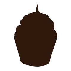 Sweet Cupcake Shadow. Tasty Pastry. Muffin silhouette for stickers, invitation, harvest, logo, recipe, menu and greeting cards decoration