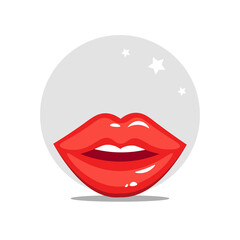 Lips isolated illustration. Lips flat icon on white background. Lips clipart.