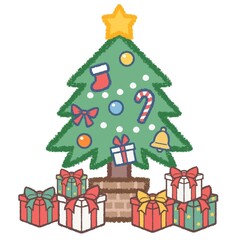 クリスマスツリーとプレゼント箱