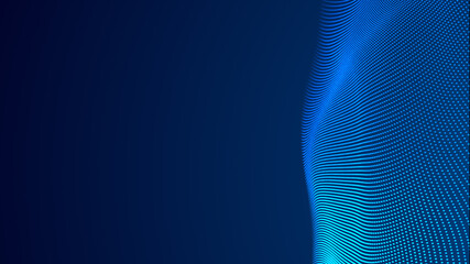 Dot blue wave light screen gradient texture background. Abstract technology big data digital background. 3d rendering.