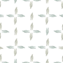 Abstract botanical line shapes seamless pattern isolated on white background.