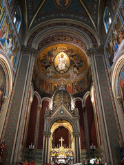 Fototapeta na wymiar Interior of an ancient European basilica