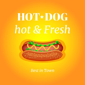 hot dog delicious fast food best choice poster template . for decoration of cafe or restaurant menu hot dog cartoon multicolored american hot dog poster template