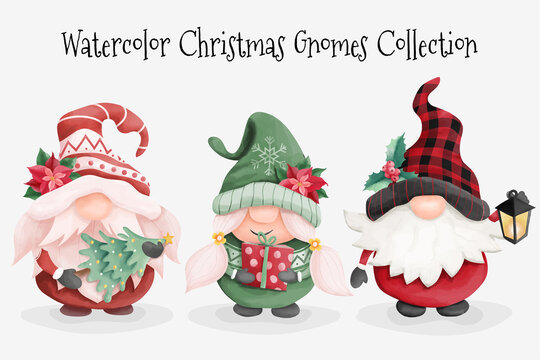 Watercolor Christmas Gnomes Collection