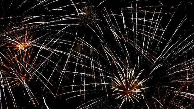 Holiday fireworks show exploding in the night sky