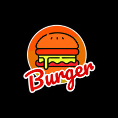 Burger logo on black background. modern and simple