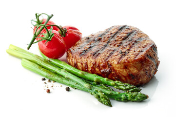 Grilled beef fillet isolated on white - obrazy, fototapety, plakaty