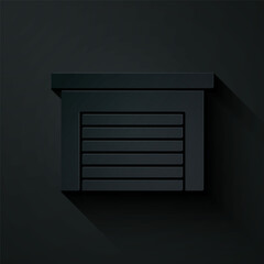 Paper cut Garage icon isolated on black background. Paper art style. Vector