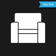 White Cinema chair icon isolated on black background. Vector