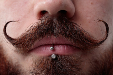 close up close up of mustache and beard