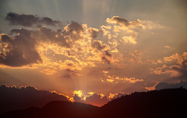 romantic sunset on twilight scenic sky