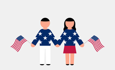 Man and woman with american flag