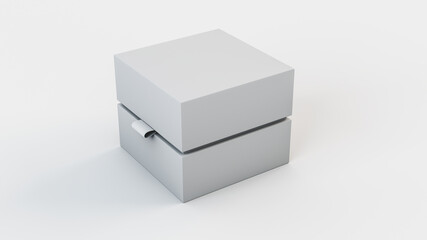 Gift, bright box on a white isolated background. 3d rendering illustration.