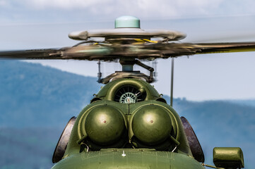 Engine of helicopter Mil Mi-17. Wloty silników śmigłowca Mi-17. Wirnik nośny. Detale