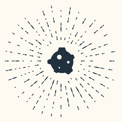 Grey Asteroid icon isolated on beige background. Abstract circle random dots. Vector
