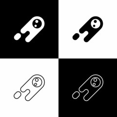 Set Comet falling down fast icon isolated on black and white background. Vector