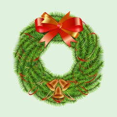 Fototapeta na wymiar realistic christmas wreath concept vector design illustration