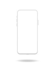 Smart phone white gray mockup isolated on white background.