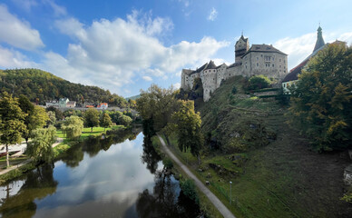 Fototapeta na wymiar Loket Castle sitting high above the river Ohre in the Czech Republic