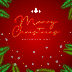 Fototapeta na wymiar Merry Christmas Greeting Card With Lettering