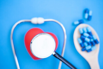 stethoscope on blue background