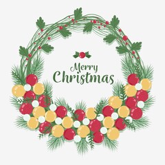 merry christmas wreath vector design illustration