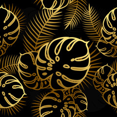 Tropical Leaves seamless pattern background
