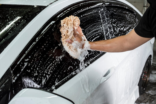 Outdoor Car Wash with Foam Soap Stock Image - Image of clean, hand:  259302901